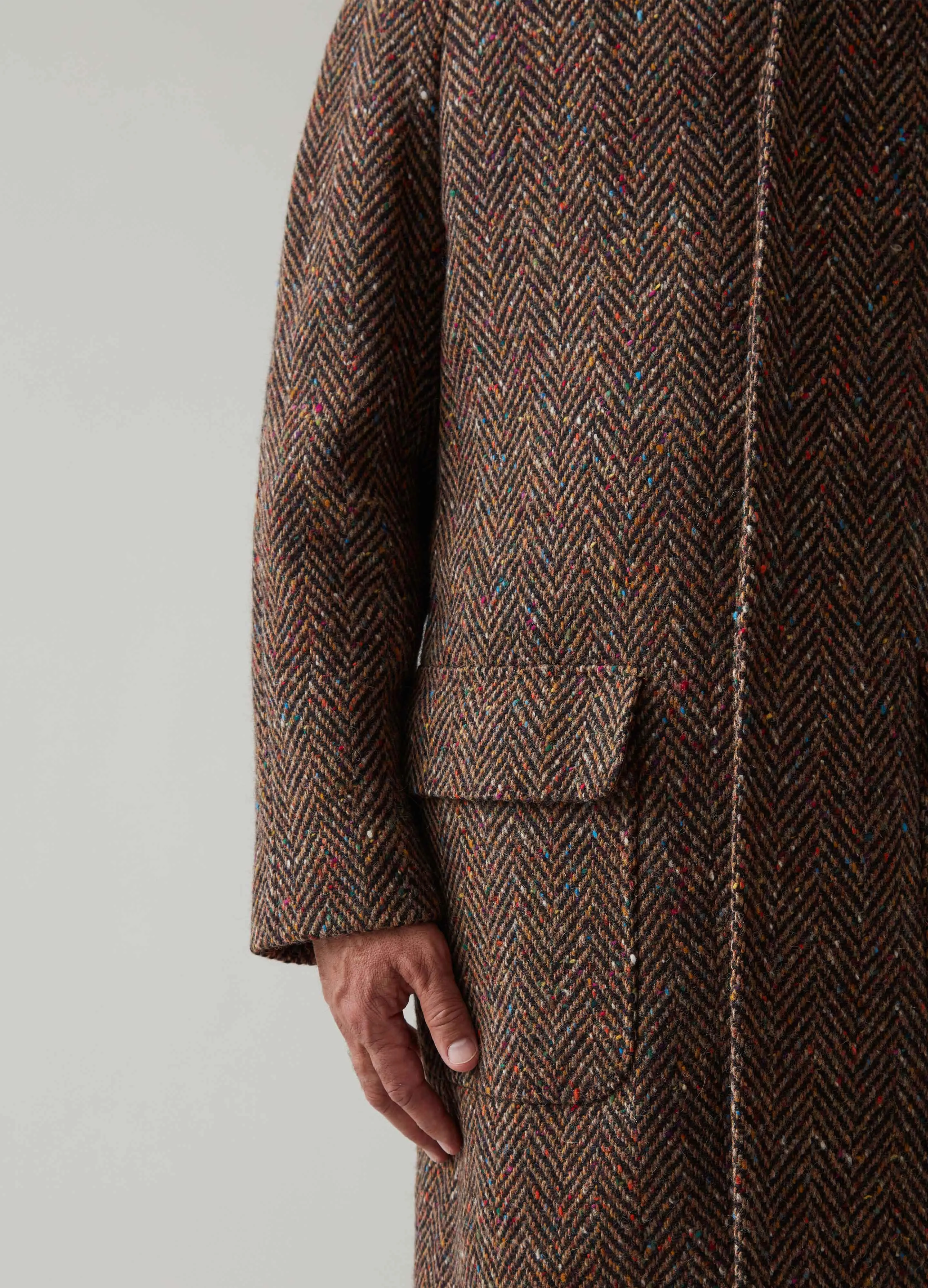 Nelson Tweed Raglan Coat - Brown