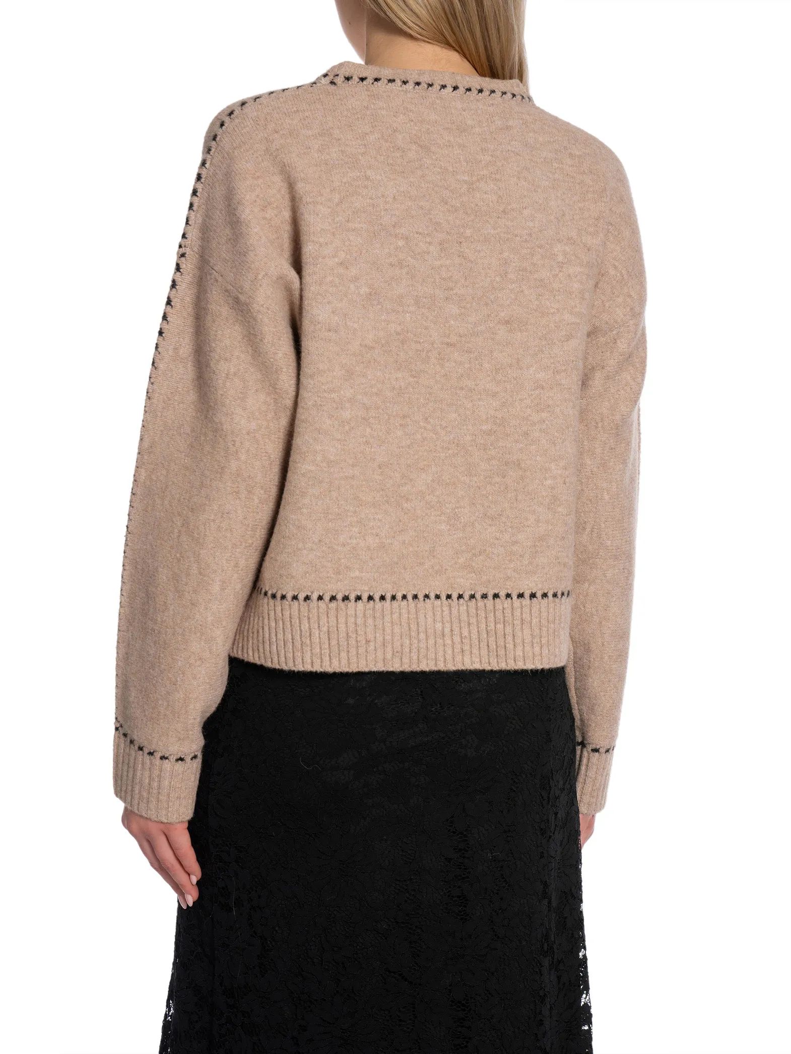 NEO NOIR SWEATER DETRI KNIT BEIGE MELANGE