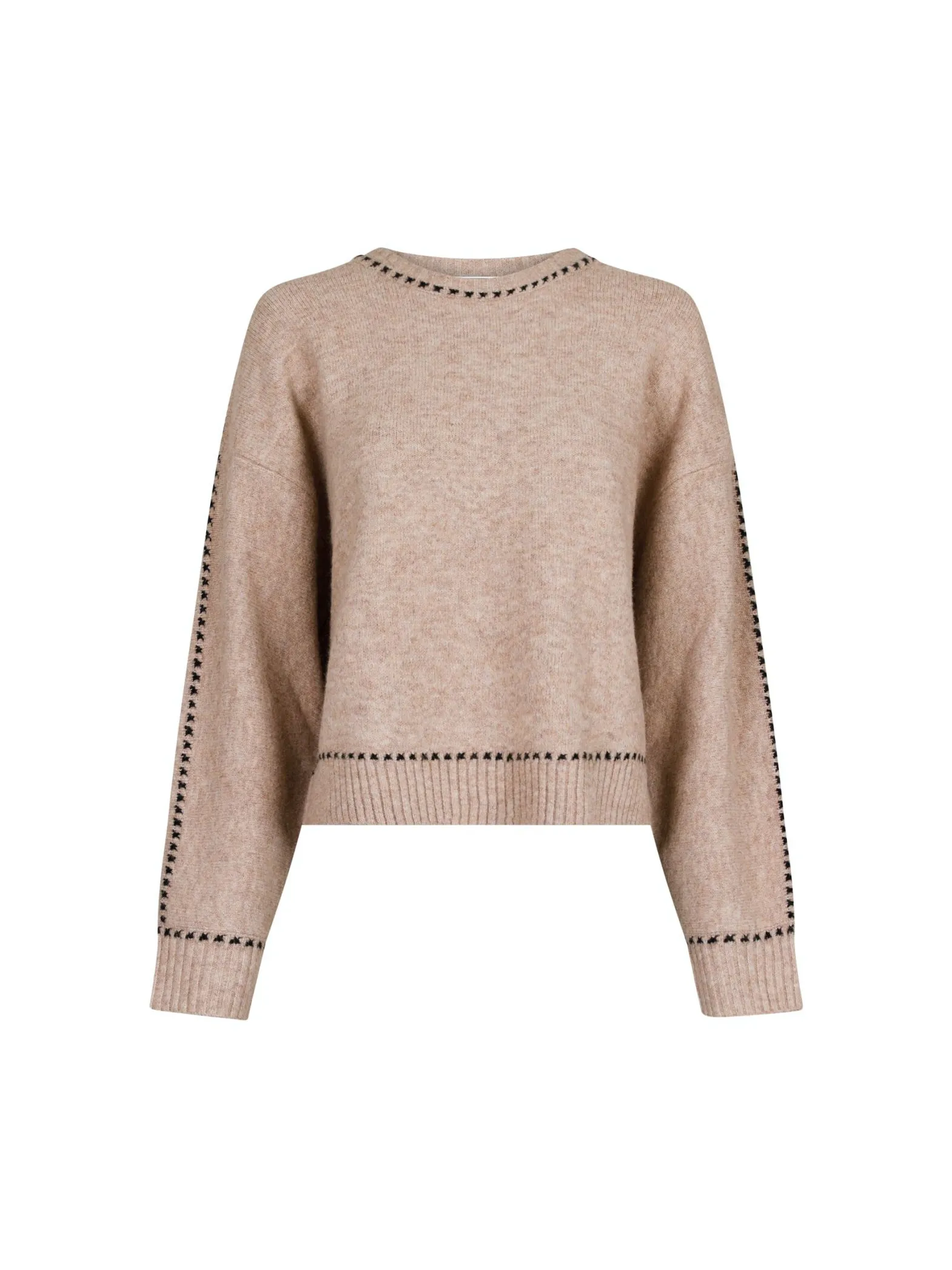 NEO NOIR SWEATER DETRI KNIT BEIGE MELANGE