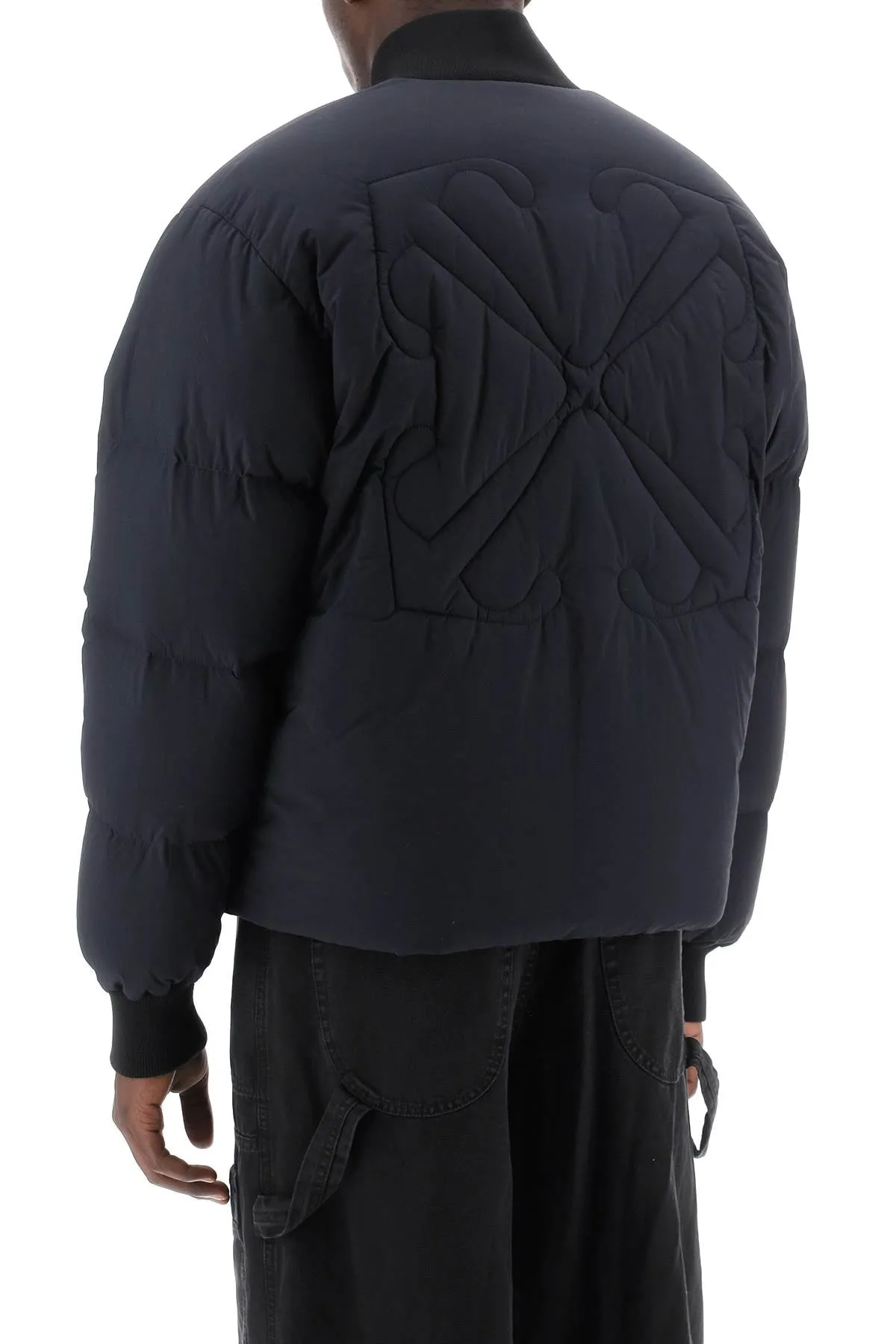 Off-white arrow short puffer jacket OMED035C99FAB001 BLACK BLACK