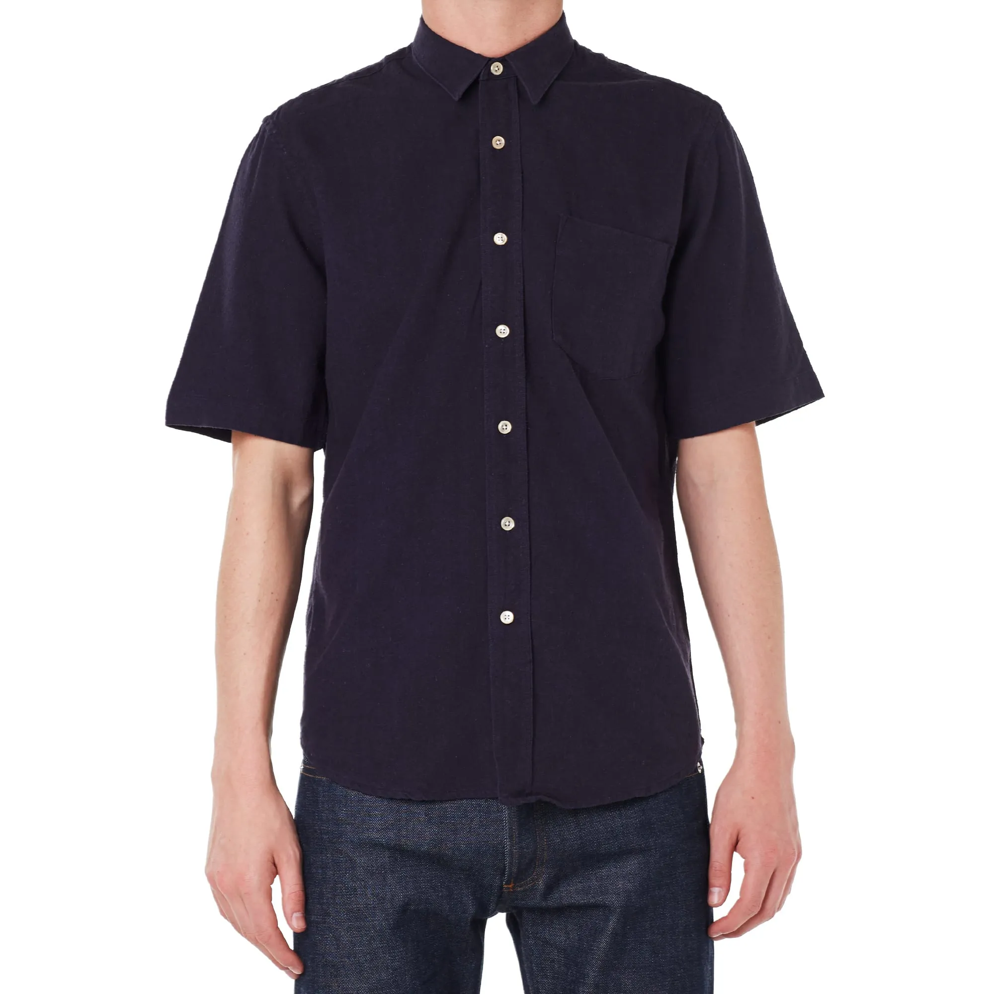 Our Legacy Classic Short Sleeve ShirtDark Navy Silk