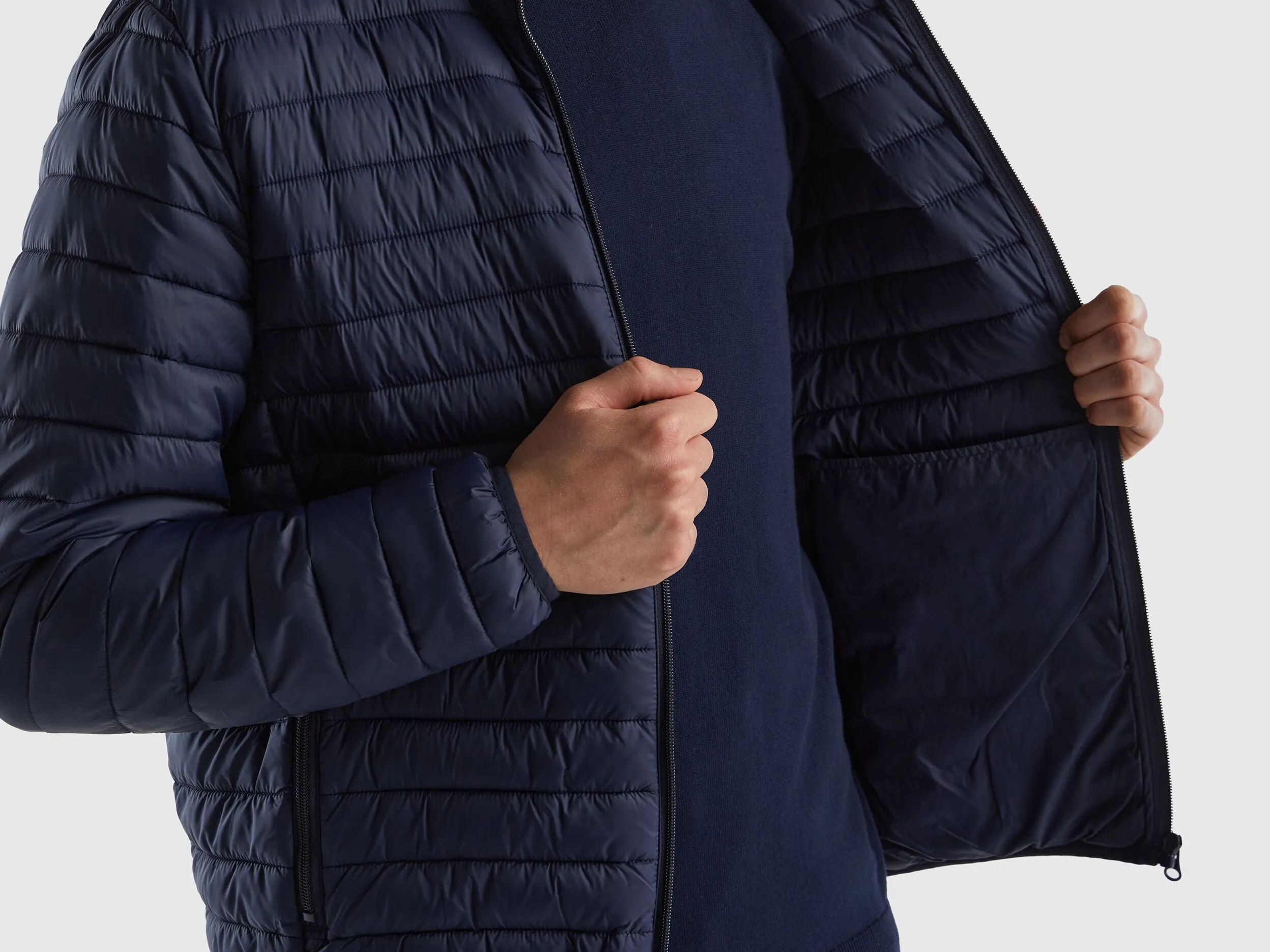 Padded jacket with recycled wadding - Dark Blue | Benetton