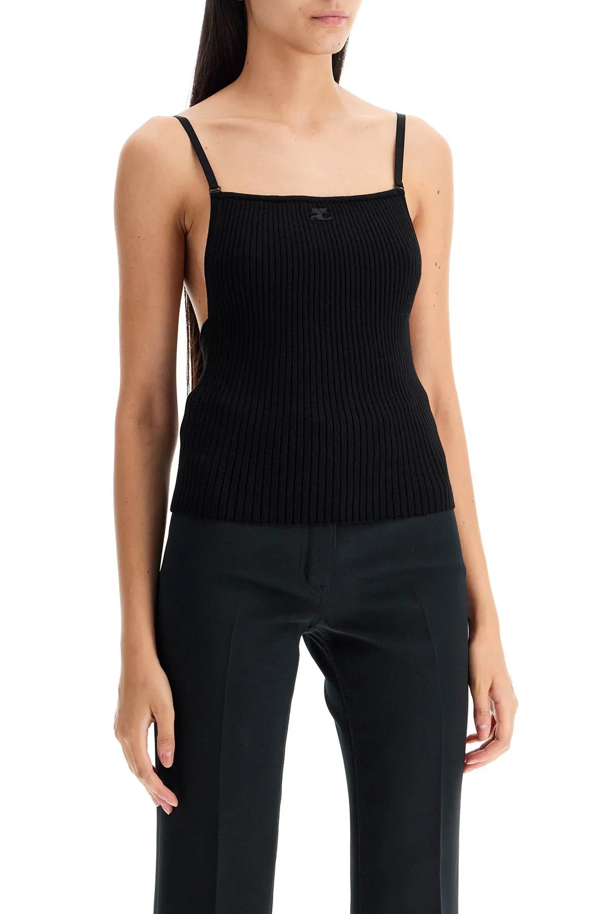 RIBBED SLEEVELESS TOP WITH