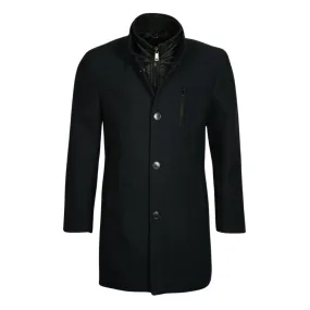 ROY ROBSON Regular Fit Mesh Black Overcoat | Menswear Online