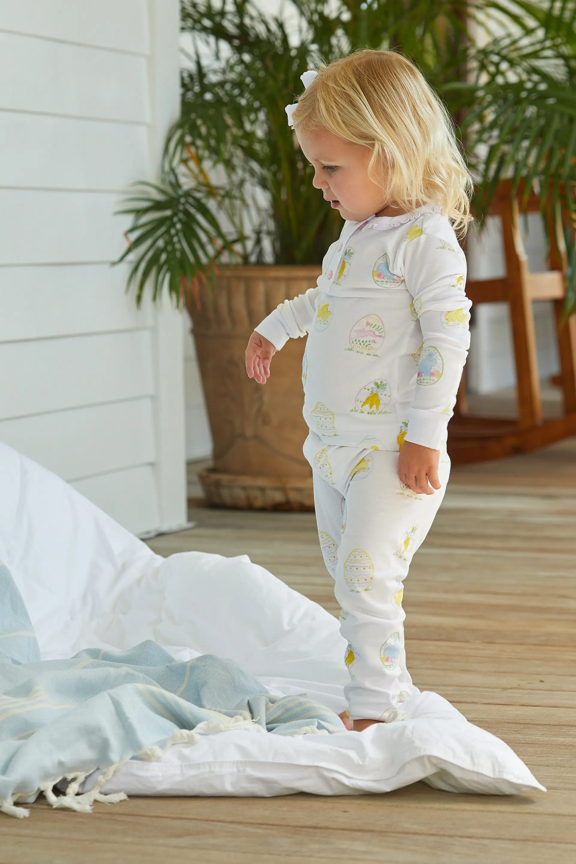 Ruffled Printed Jammies - Easter Eggs