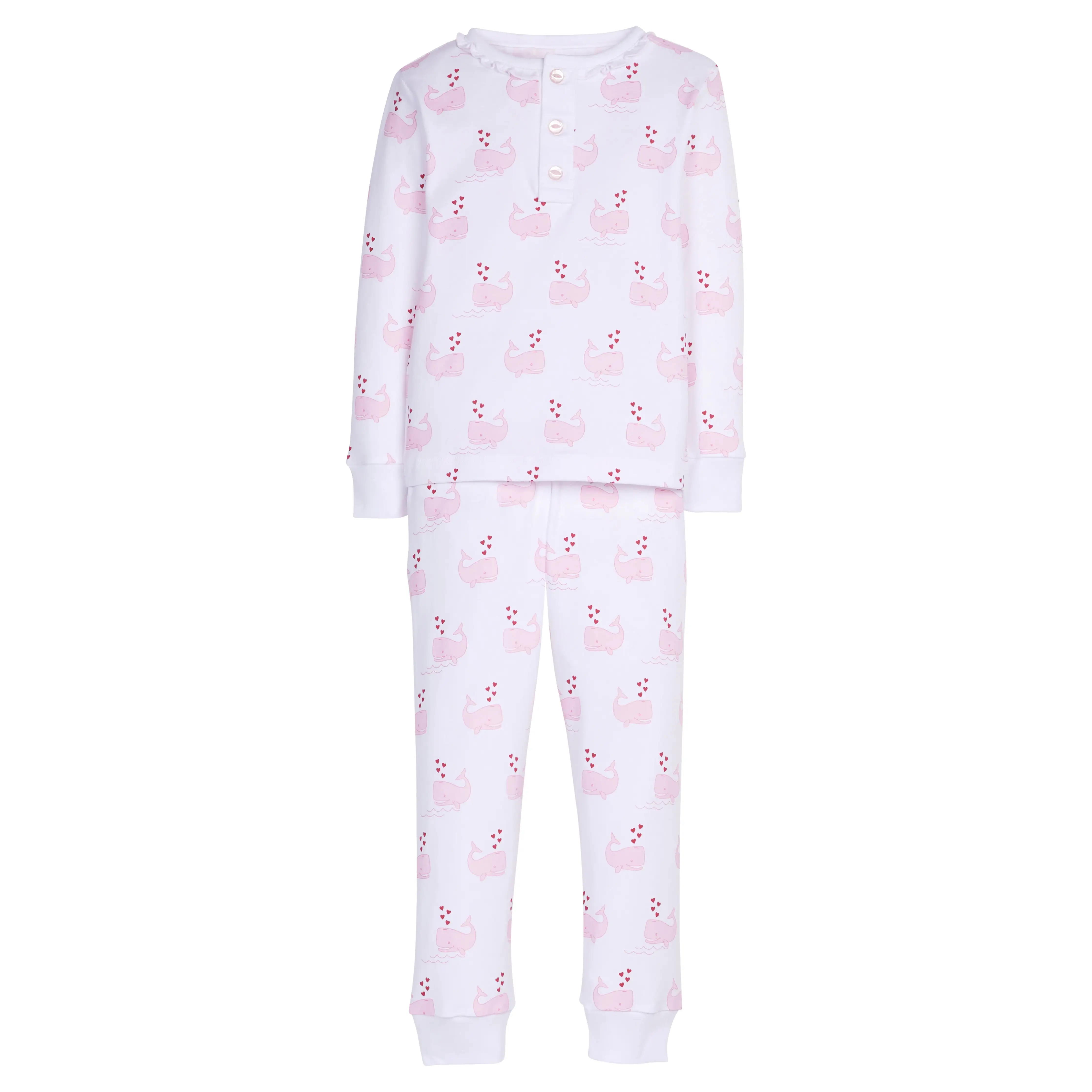 Ruffled Printed Jammies - Pink Whales