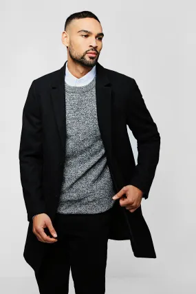 Single Breasted Wool Look Overcoat | boohooMAN UK