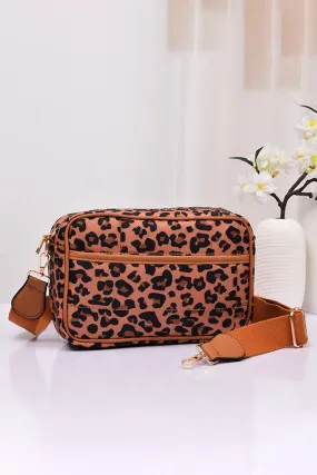 Solid Rectangle Puffer Crossbody Bag-Leopard