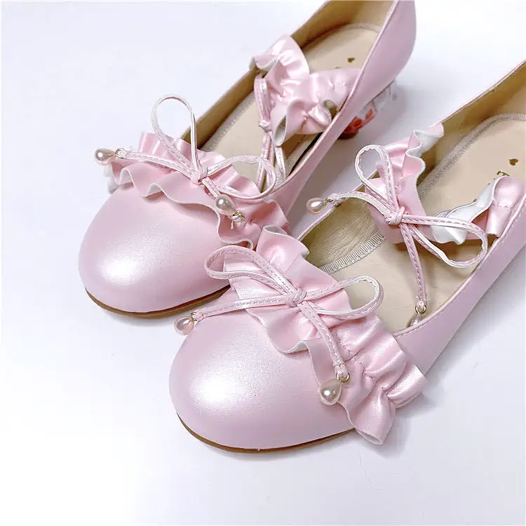 Strawberry low heel pump shoes