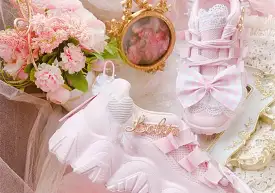 Sweet Lolita pink sneakers handcrafted