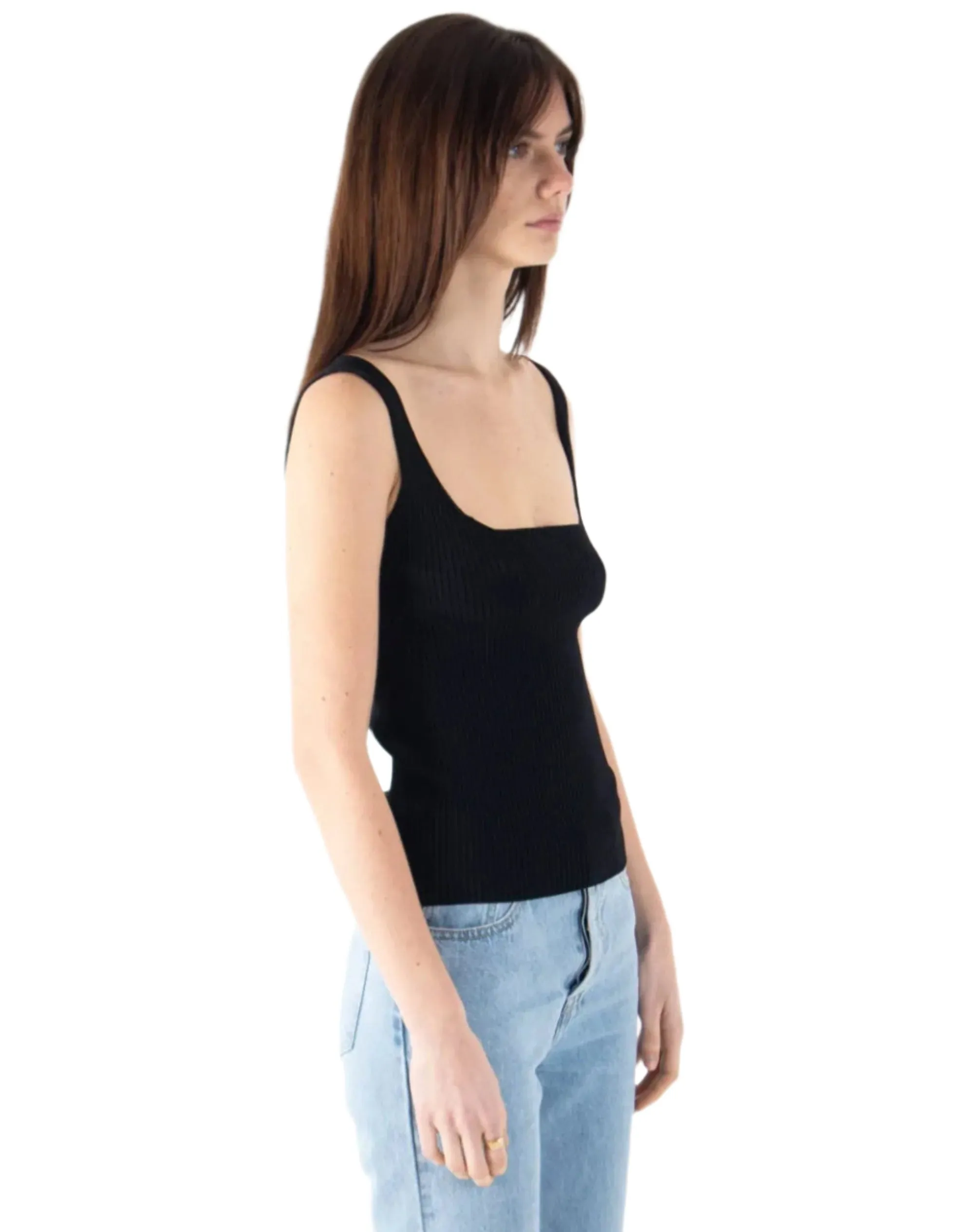 Sweewe Ribbed Tank in Black