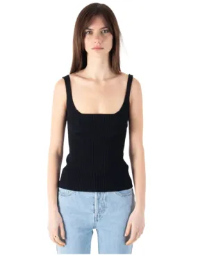 Sweewe Ribbed Tank in Black