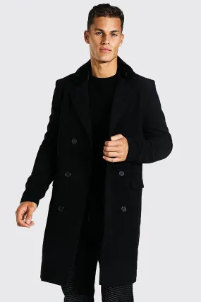 Tall Faux Fur Overcoat | boohooMAN UK