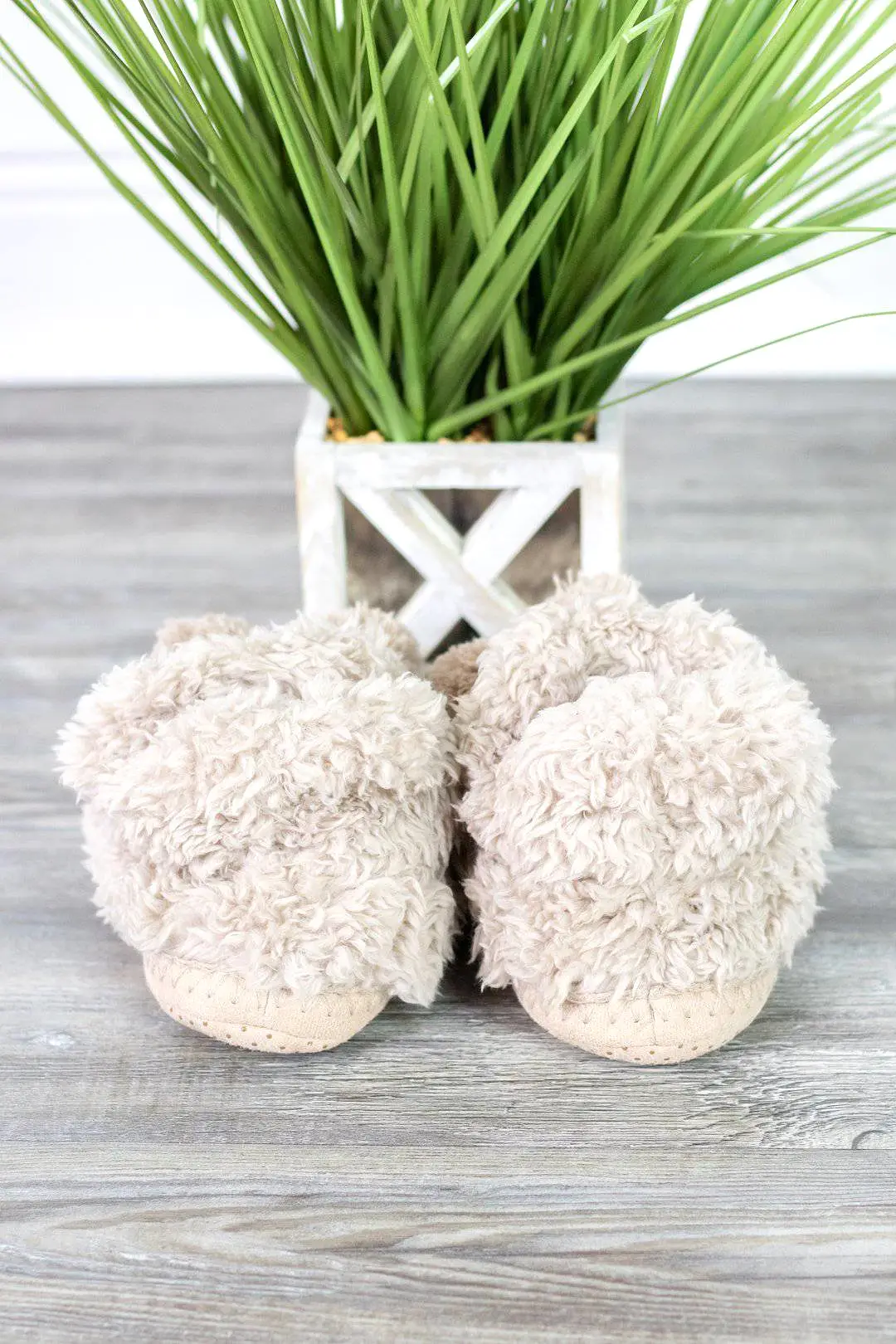 Taupe Cozy Faux Fur Slippers