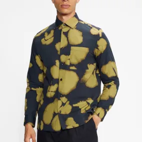 TED BAKER BOOKTIM Blurred floral print shirt Navy