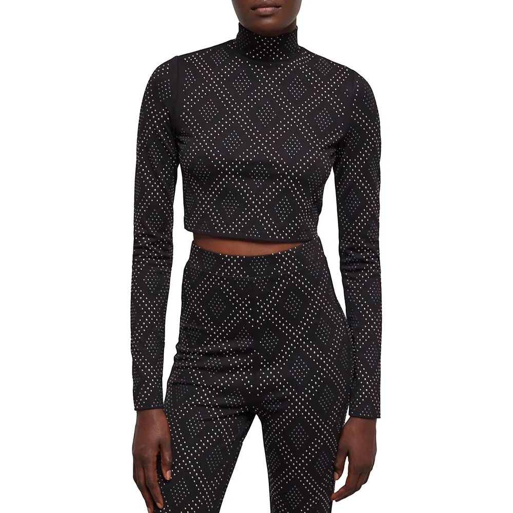 The Kooples Turtleneck Rhinestone Top