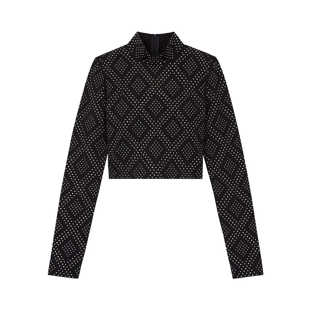 The Kooples Turtleneck Rhinestone Top