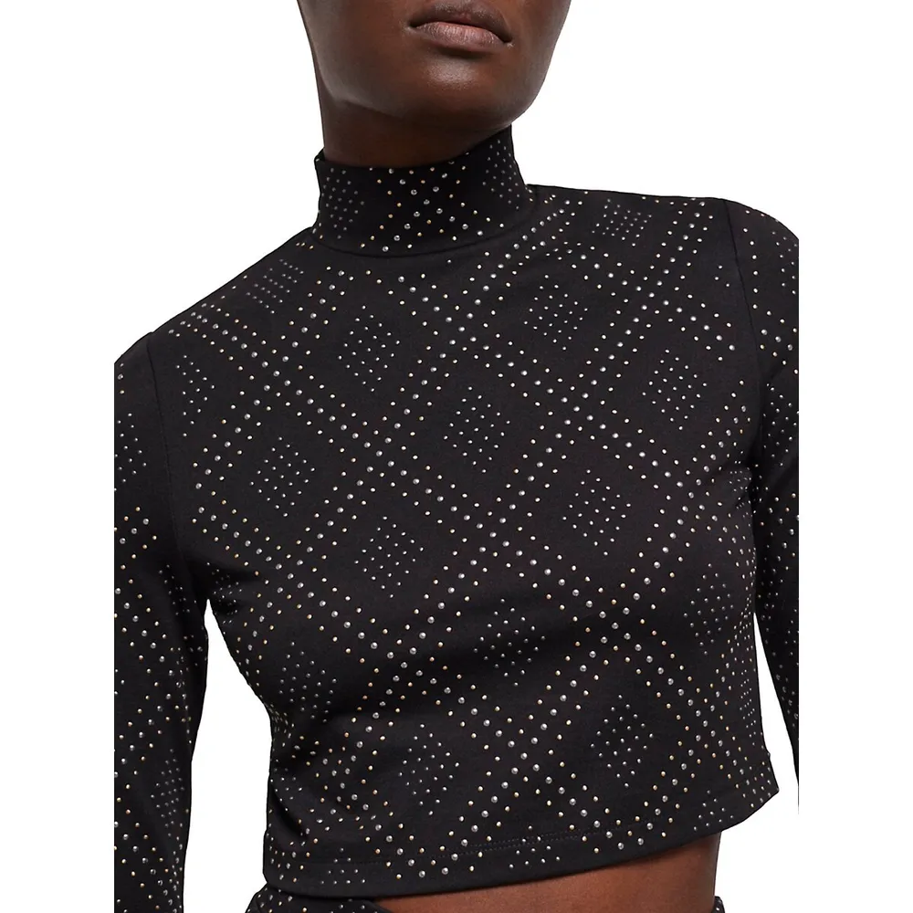 The Kooples Turtleneck Rhinestone Top