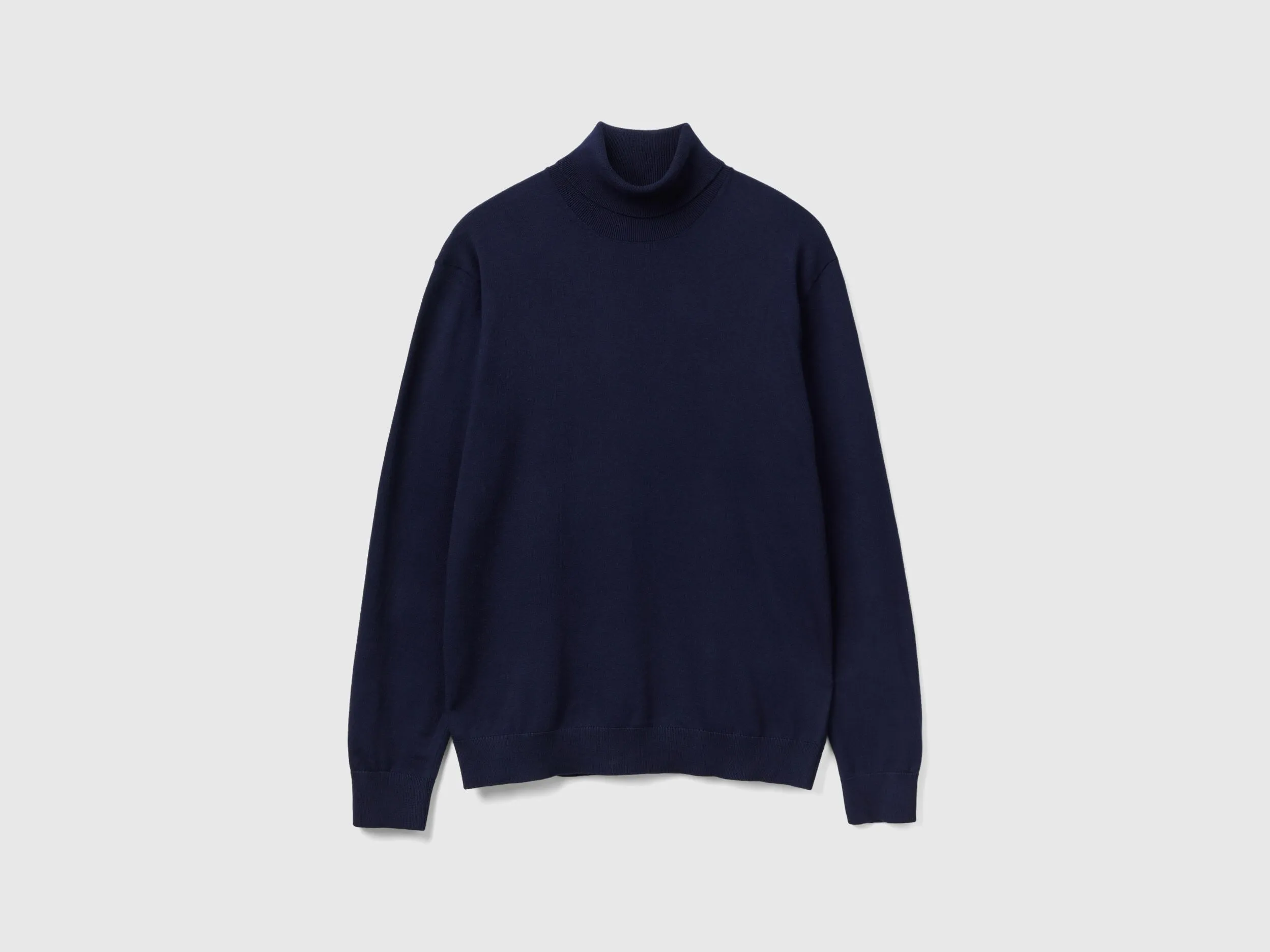 Turtleneck in lightweight cotton blend - Dark Blue | Benetton