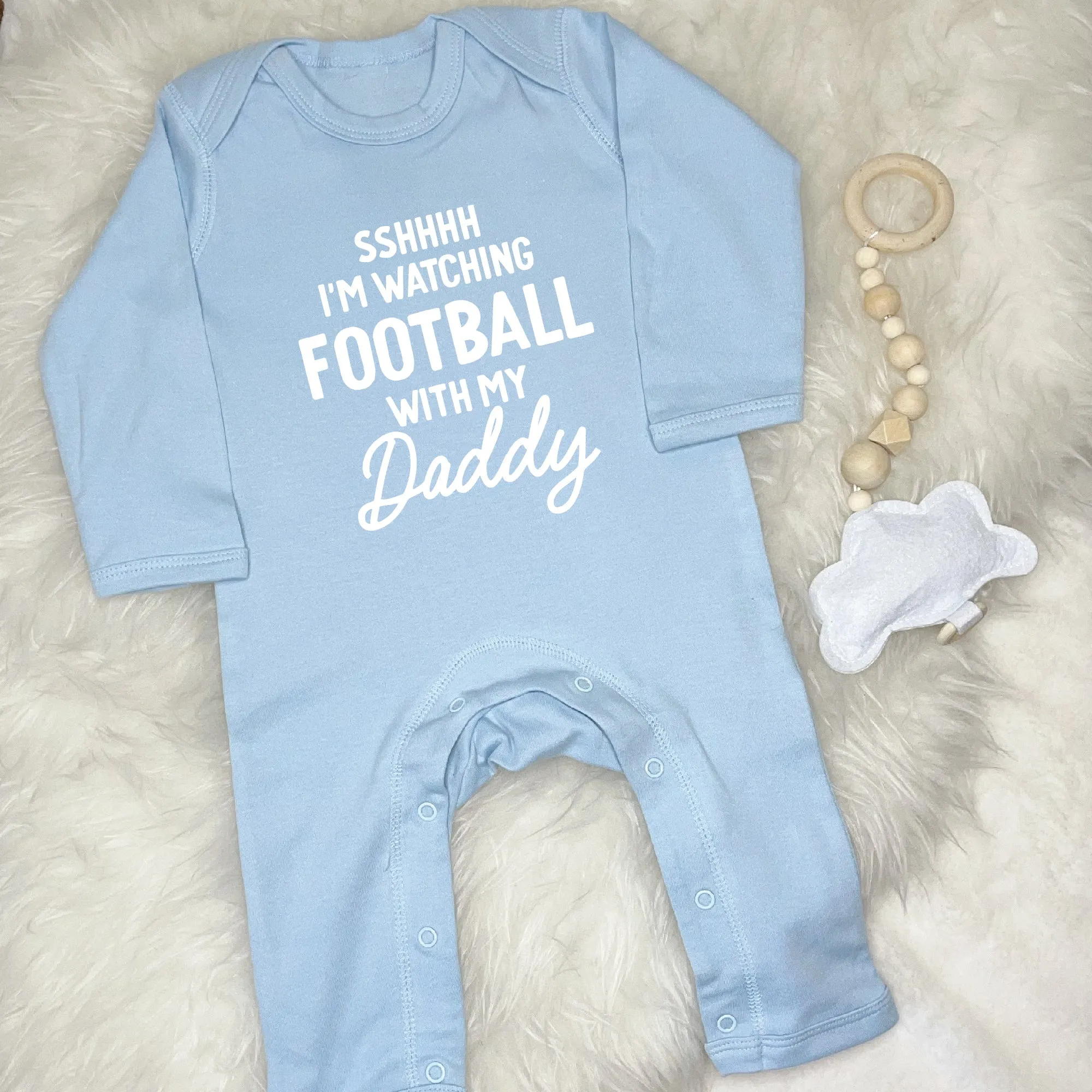 Watching Rugby With Daddy Personalised Sports Babygrow