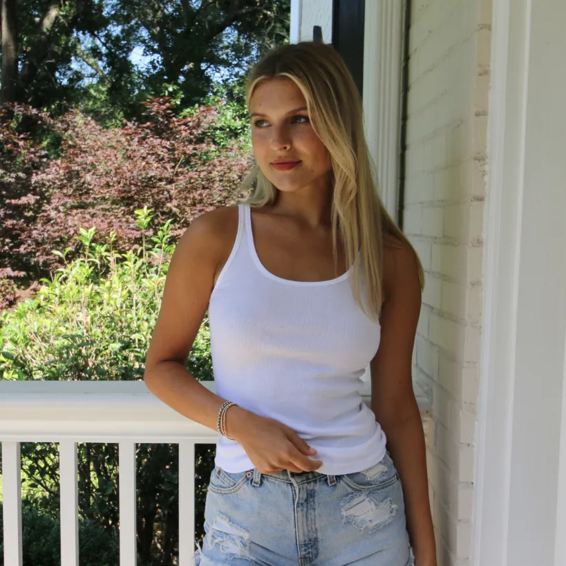 White Ribbed Tank