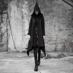 Women's Goth Irregular Witch Woolen Overcoat With Hood