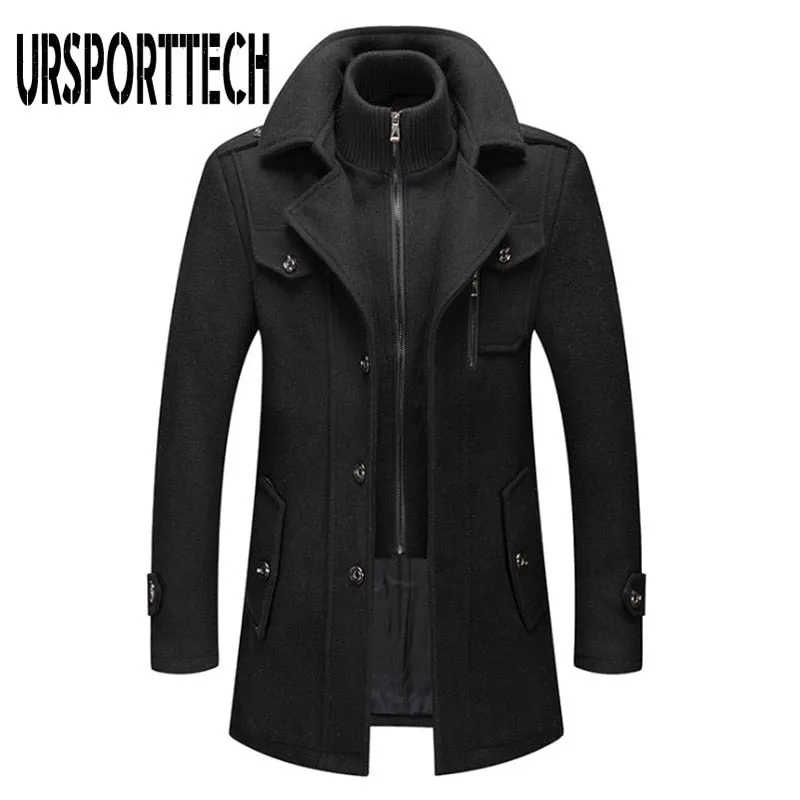 Xituodai Winter Men's Wool Coat New Solid Color Cold Resistant Men Woolen Overcoat Double Collar Casual Trench Coat Male Oversiz