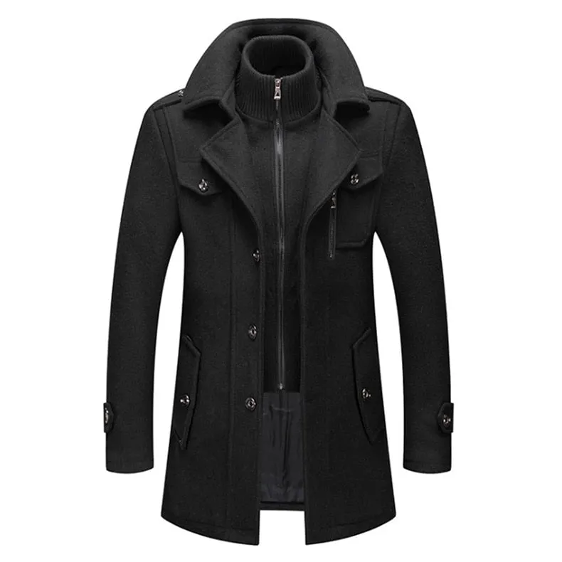 Xituodai Winter Men's Wool Coat New Solid Color Cold Resistant Men Woolen Overcoat Double Collar Casual Trench Coat Male Oversiz