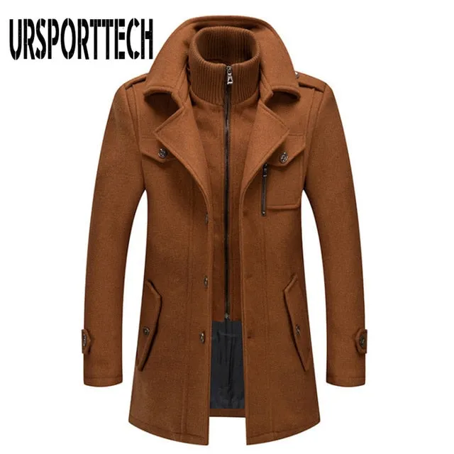 Xituodai Winter Men's Wool Coat New Solid Color Cold Resistant Men Woolen Overcoat Double Collar Casual Trench Coat Male Oversiz