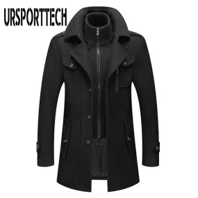 Xituodai Winter Men's Wool Coat New Solid Color Cold Resistant Men Woolen Overcoat Double Collar Casual Trench Coat Male Oversiz