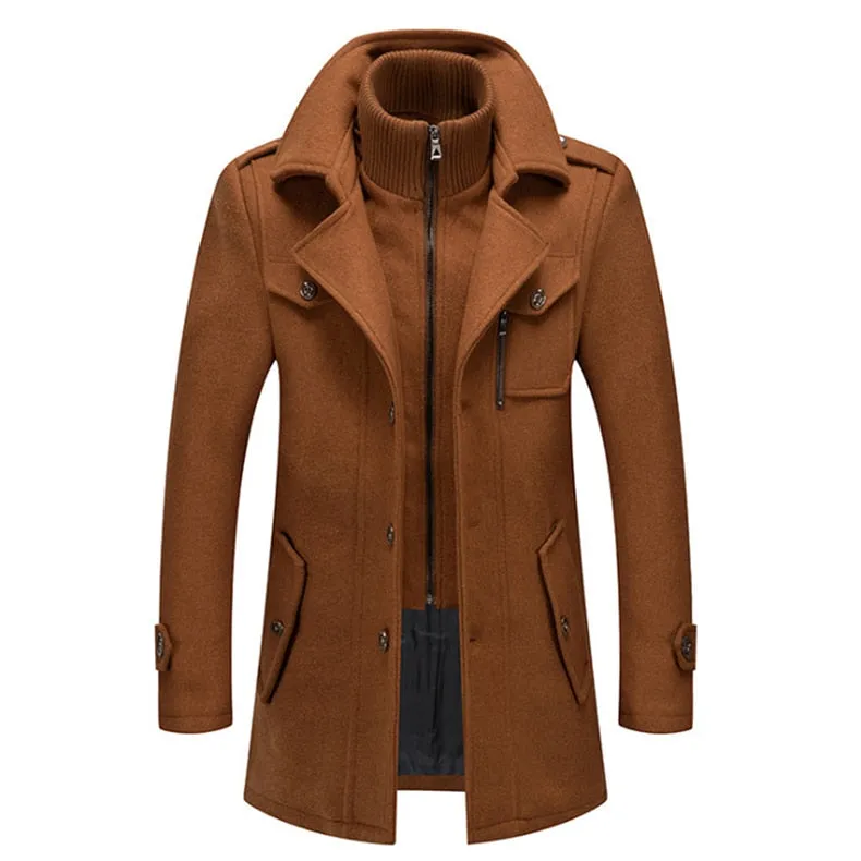 Xituodai Winter Men's Wool Coat New Solid Color Cold Resistant Men Woolen Overcoat Double Collar Casual Trench Coat Male Oversiz