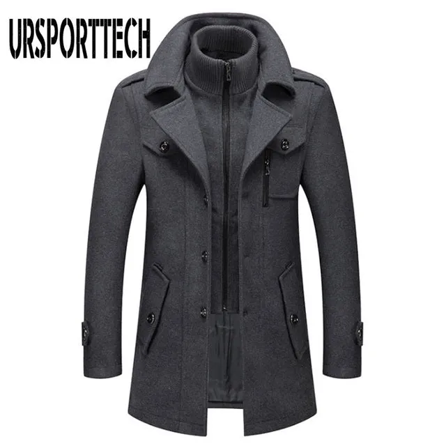 Xituodai Winter Men's Wool Coat New Solid Color Cold Resistant Men Woolen Overcoat Double Collar Casual Trench Coat Male Oversiz